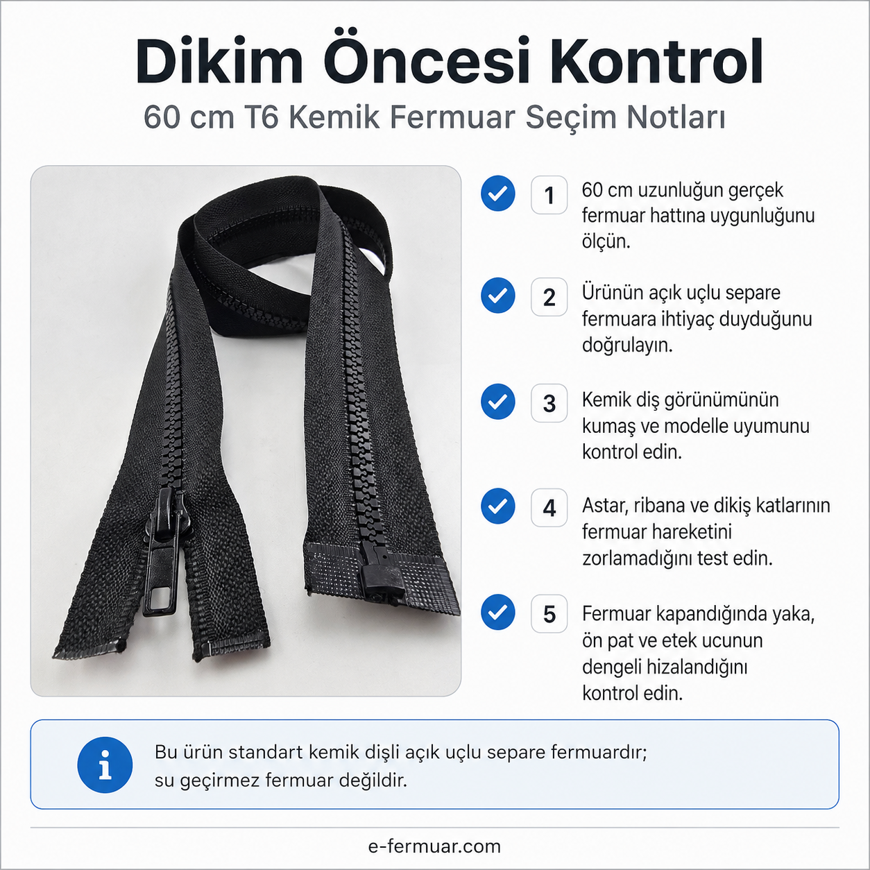 Bone Jacket Zipper, Open End (Separate), 60 cm - PR0060T6