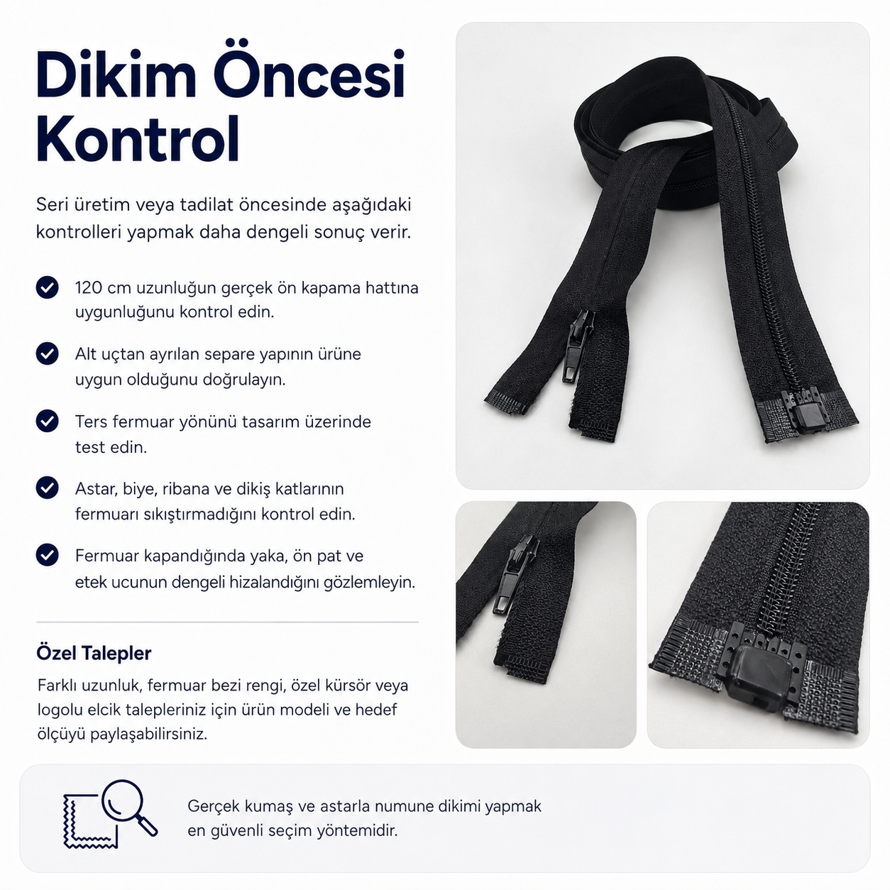 120 cm Ters Ferace Fermuarı | Daha Sade Uzun Kapanış İçin | ZP00120S