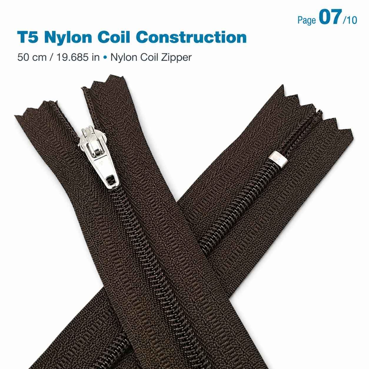 50 cm T5 Kahverengi Naylon Bobin Dipli Fermuar – Çanta, Cep ve Cüzdan Fermuarı ZP0050t5K