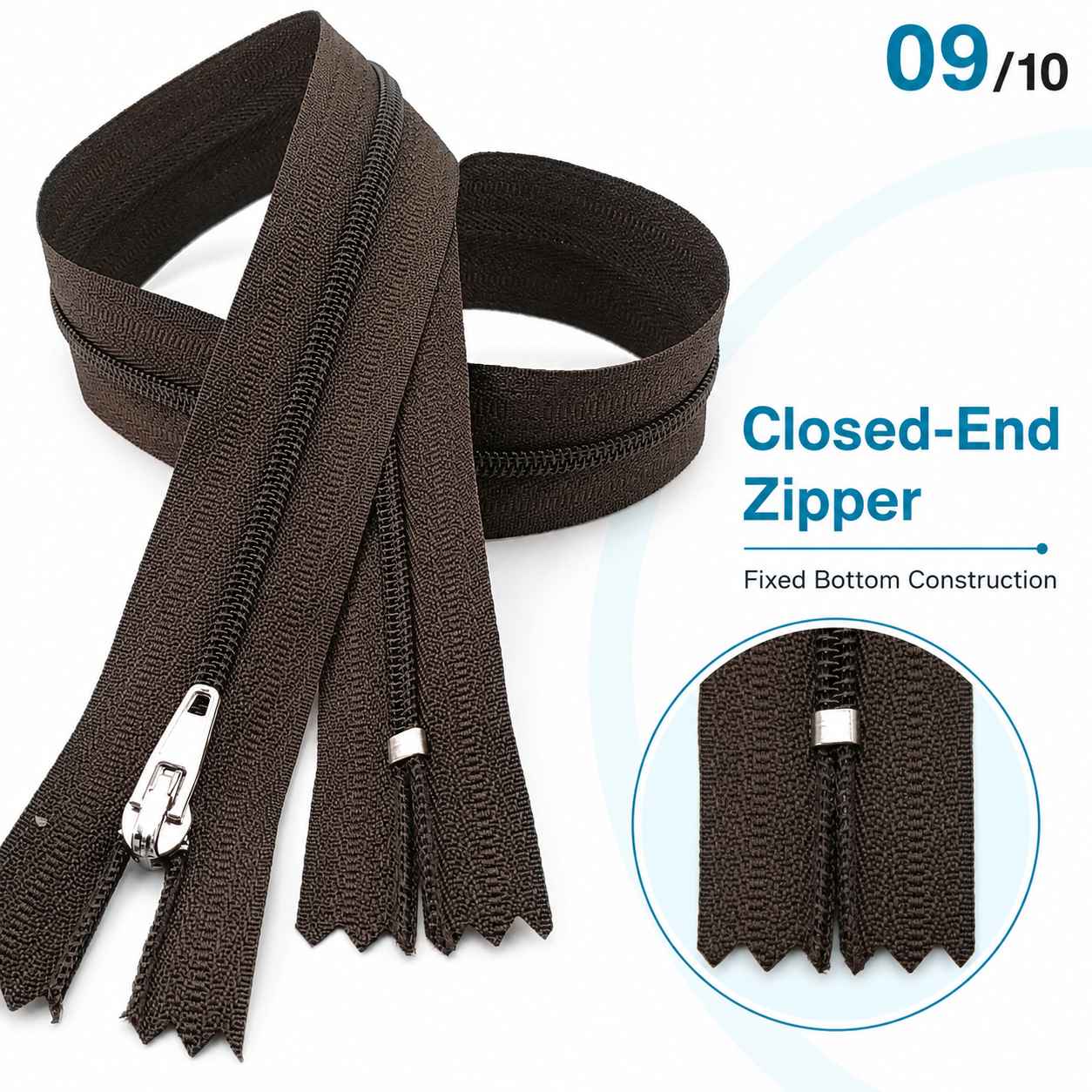 50 cm T5 Kahverengi Naylon Bobin Dipli Fermuar – Çanta, Cep ve Cüzdan Fermuarı ZP0050t5K
