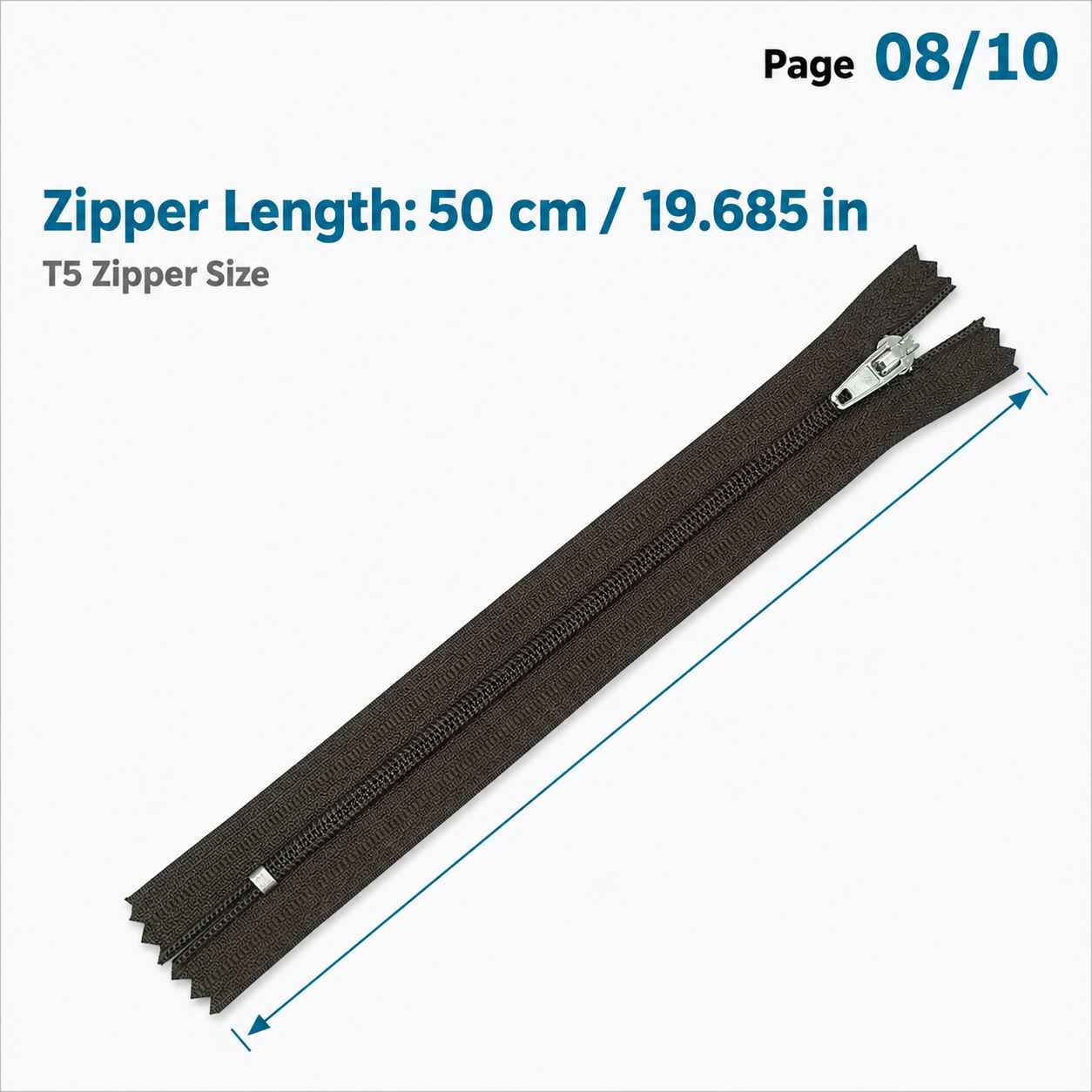 50 cm T5 Kahverengi Naylon Bobin Dipli Fermuar – Çanta, Cep ve Cüzdan Fermuarı ZP0050t5K