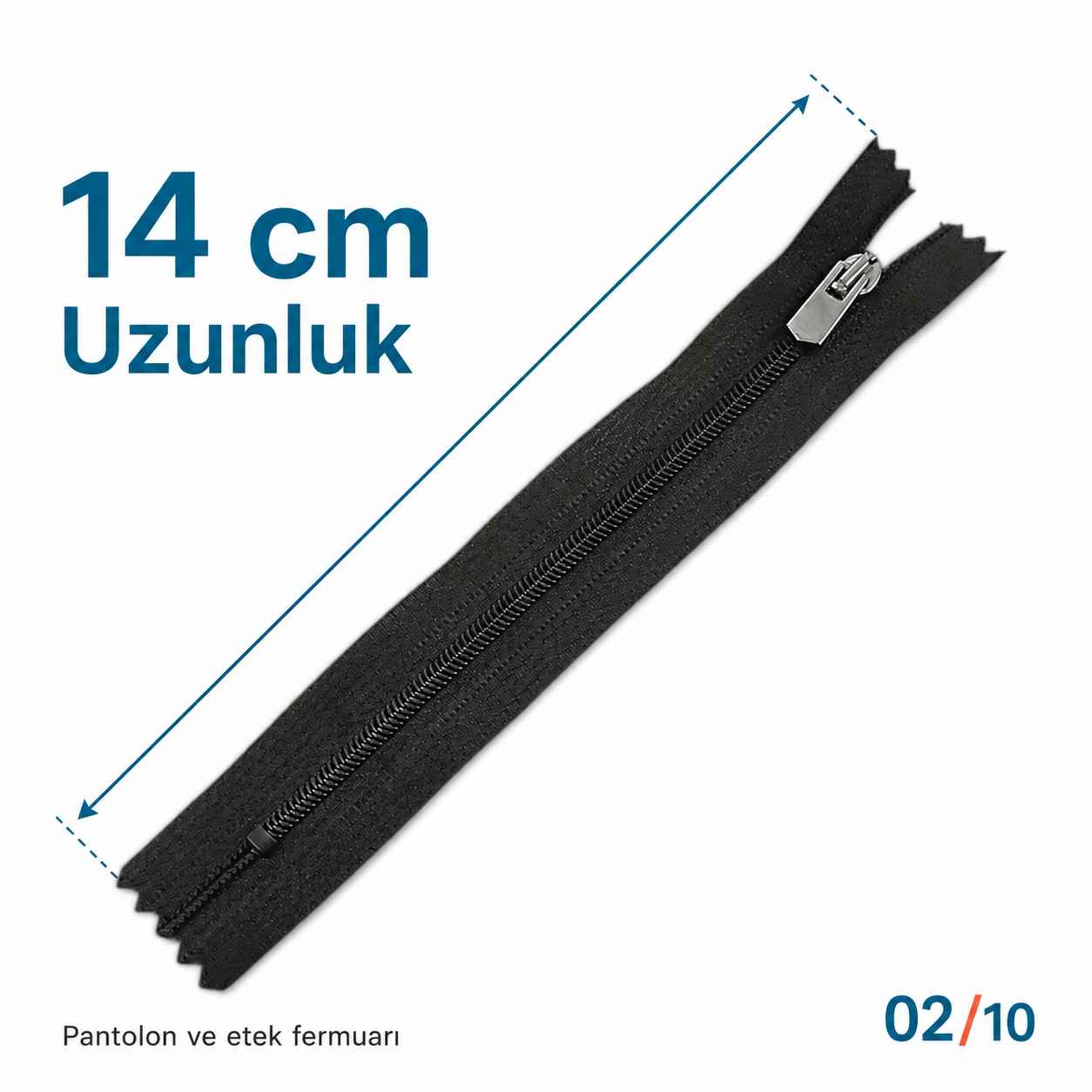 14 cm Tip 5 Naylon Kapalı Uçlu Pantolon ve Etek Fermuarı ZPS0014T5N