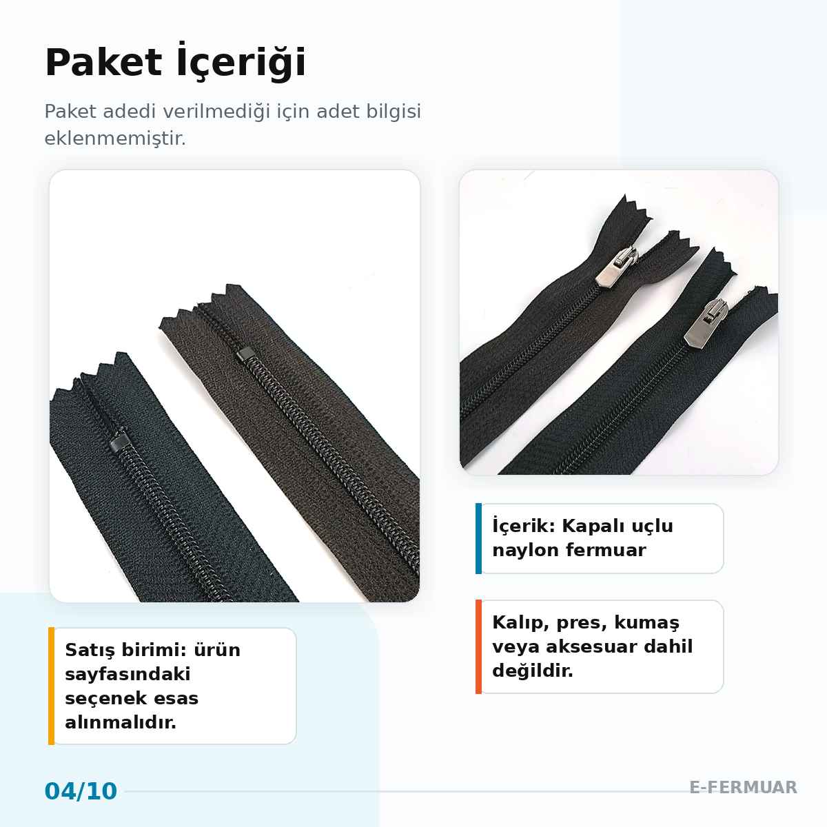 Pantolon ve Etek Fermuarı Naylon 16 cm T5 Kapalı Uçlu ZPS0016T5N