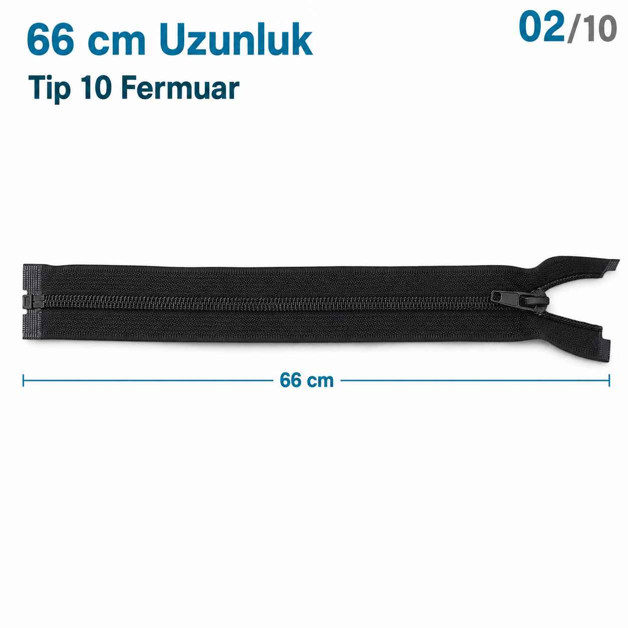 66 cm Tip 10 Siyah Naylon Separe Mont Fermuarı – Açık Uçlu Ceket Fermuarı ZPS0066T10