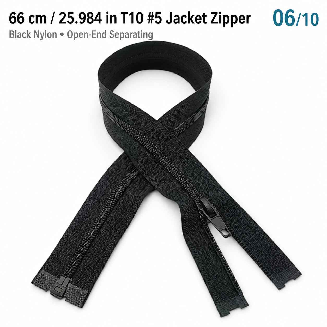 66 cm Tip 10 Siyah Naylon Separe Mont Fermuarı – Açık Uçlu Ceket Fermuarı ZPS0066T10