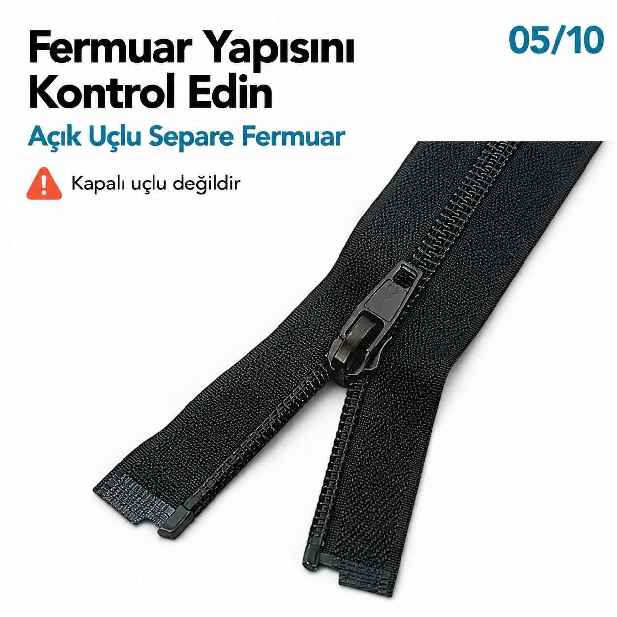 66 cm Tip 10 Siyah Naylon Separe Mont Fermuarı – Açık Uçlu Ceket Fermuarı ZPS0066T10