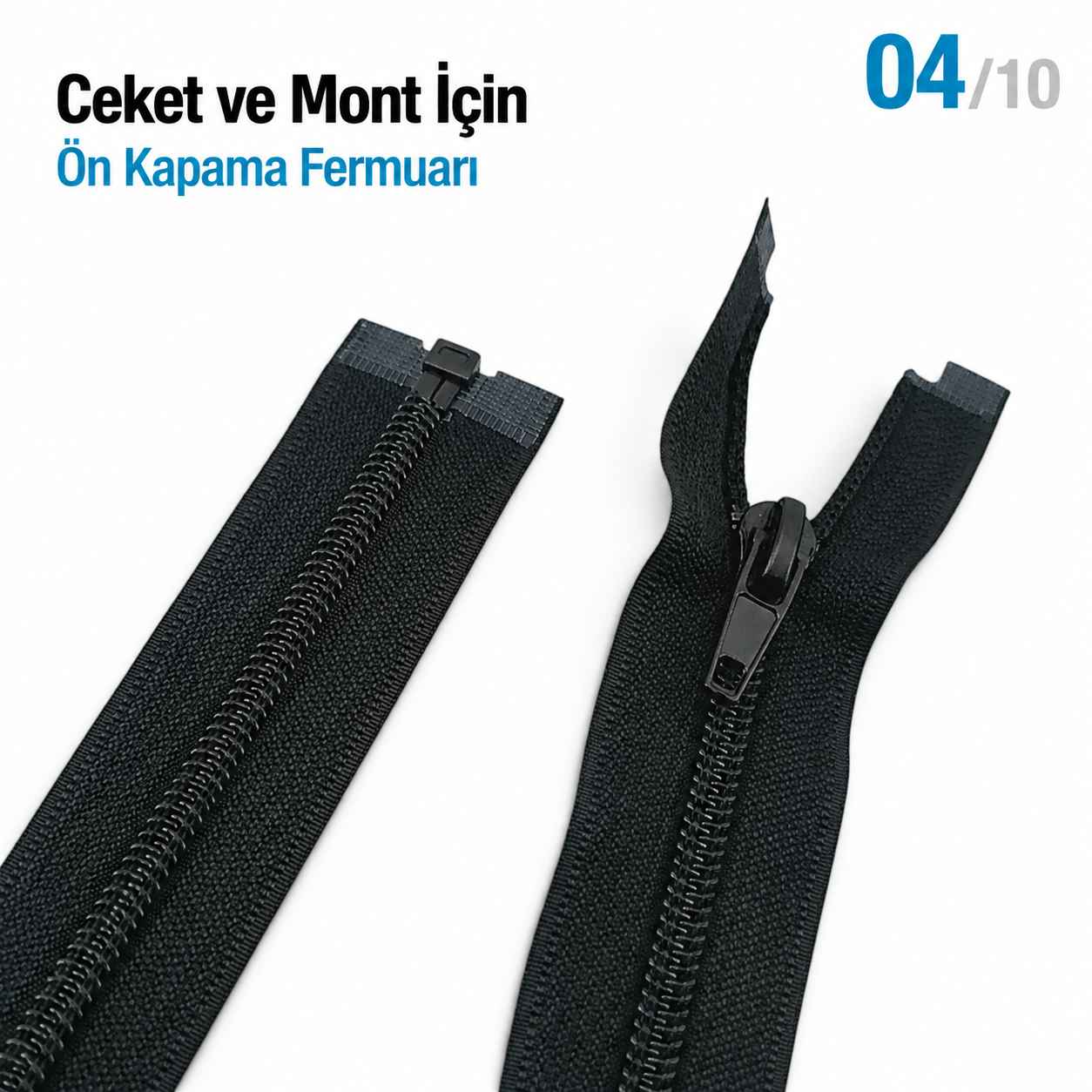 66 cm Tip 10 Siyah Naylon Separe Mont Fermuarı – Açık Uçlu Ceket Fermuarı ZPS0066T10