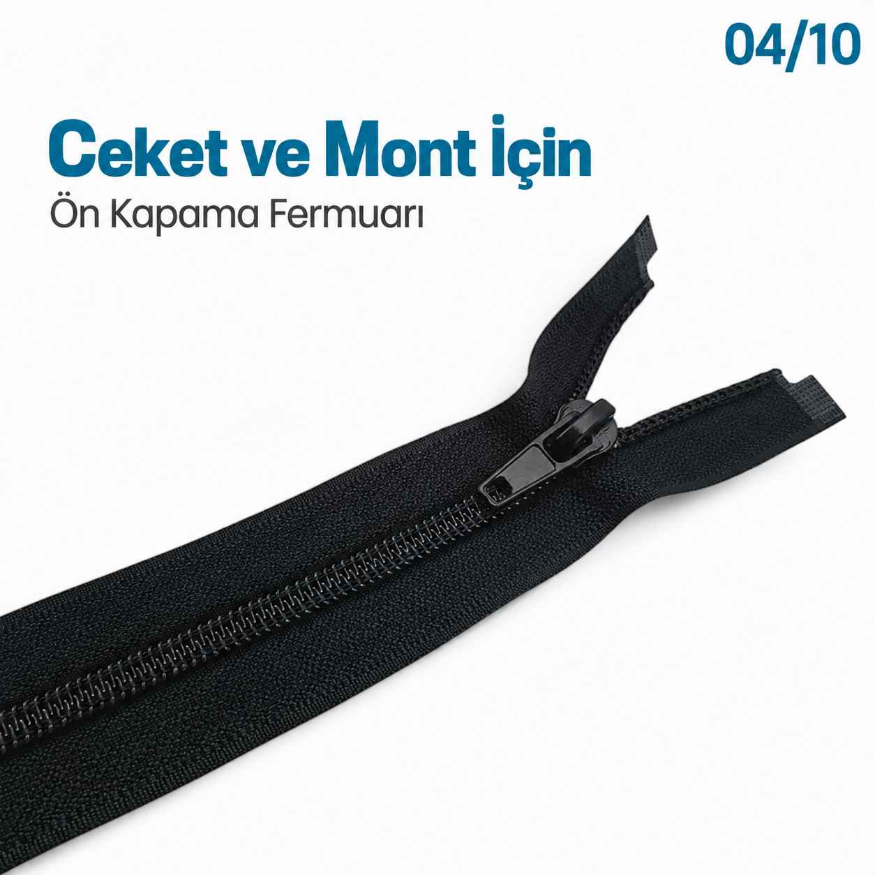 68 cm Tip 10 Siyah Naylon Separe Mont Fermuarı – Açık Uçlu Ceket Fermuarı ZPS0068T10