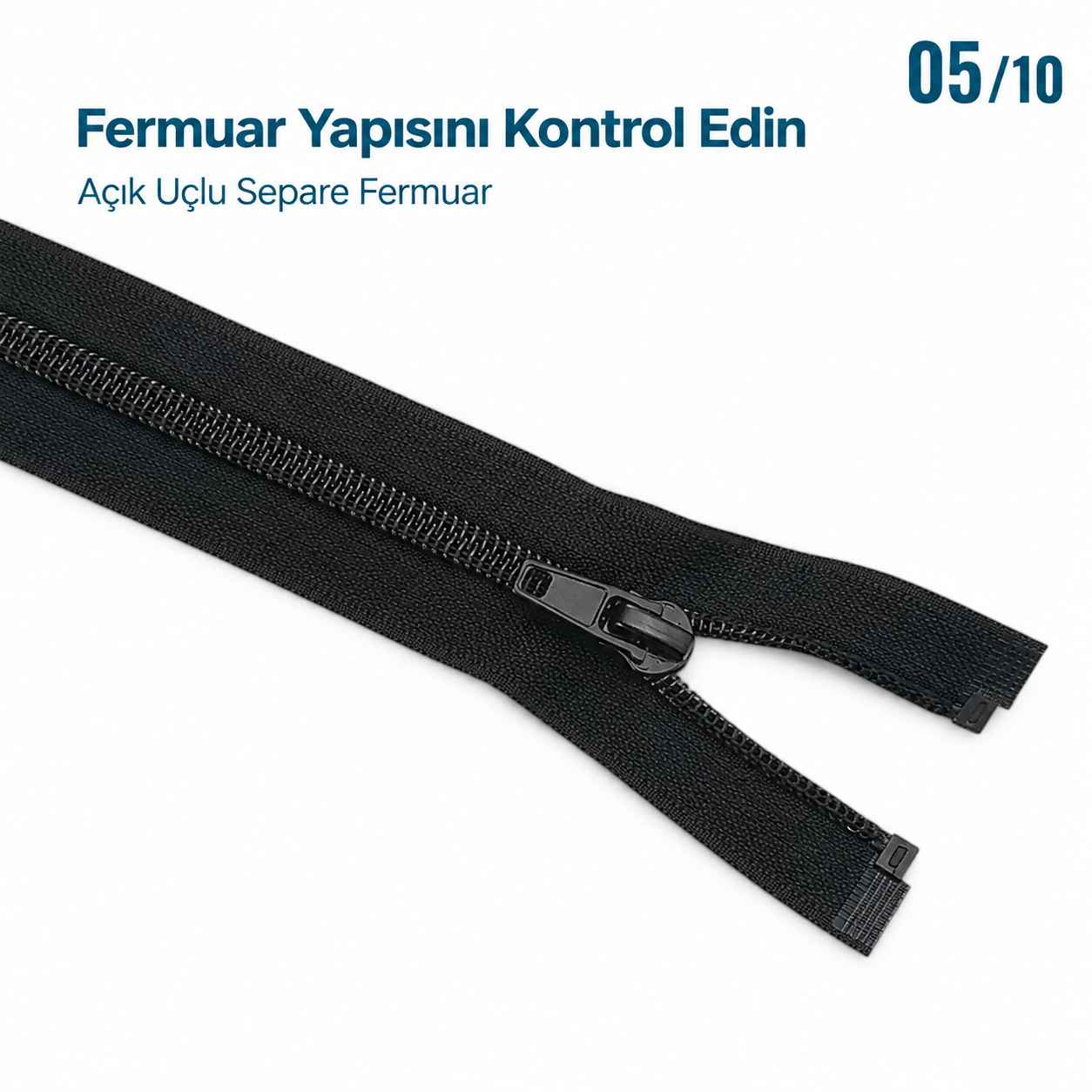 68 cm Tip 10 Siyah Naylon Separe Mont Fermuarı – Açık Uçlu Ceket Fermuarı ZPS0068T10
