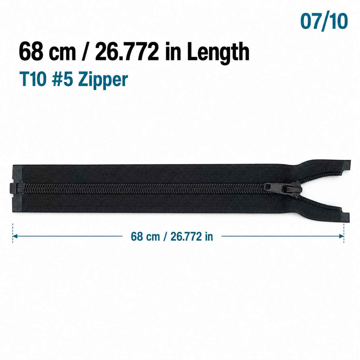 68 cm Tip 10 Siyah Naylon Separe Mont Fermuarı – Açık Uçlu Ceket Fermuarı ZPS0068T10