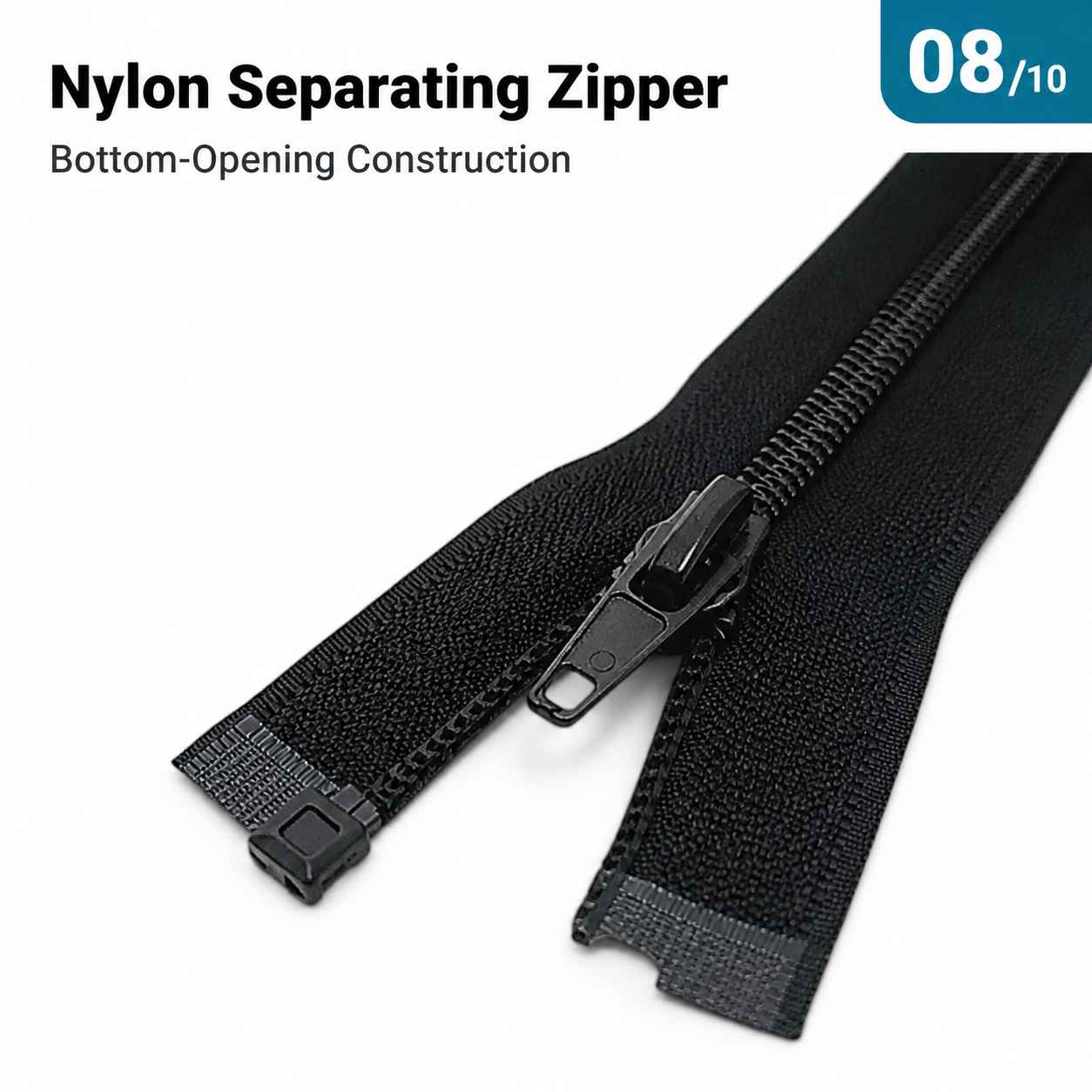 68 cm Tip 10 Siyah Naylon Separe Mont Fermuarı – Açık Uçlu Ceket Fermuarı ZPS0068T10