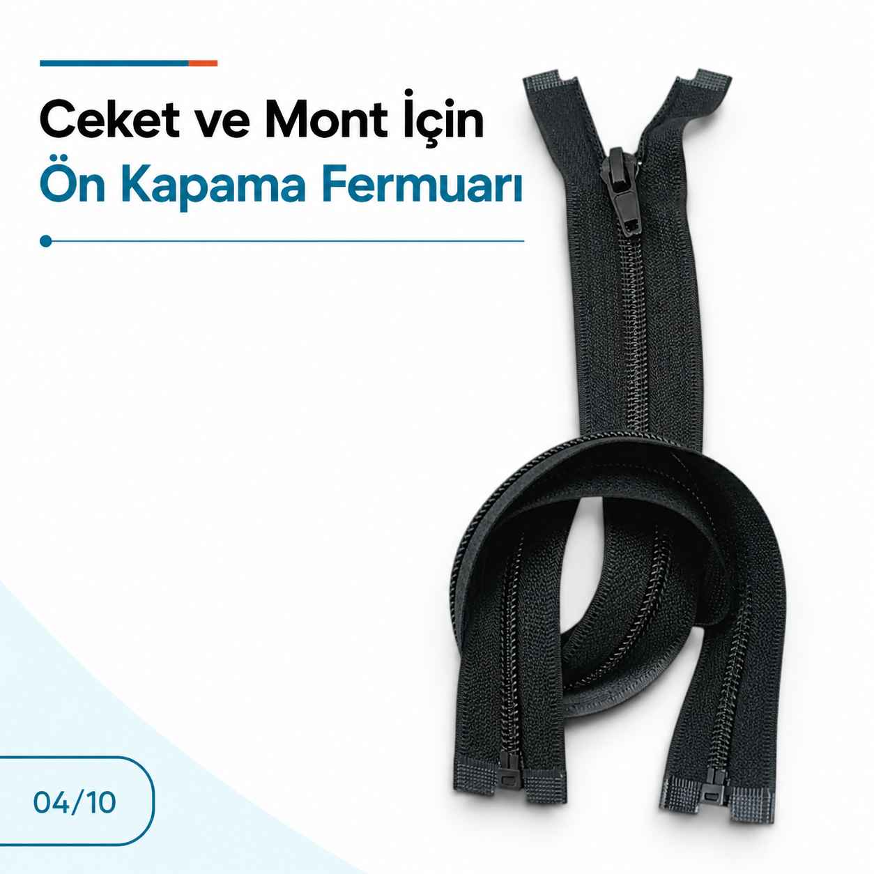 70 cm Tip 10 Siyah Naylon Separe Mont Fermuarı – Açık Uçlu Ceket Fermuarı ZPS0070T10