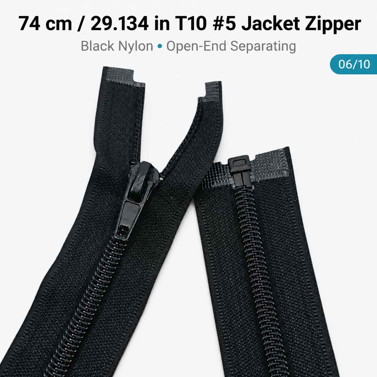 74 cm / 29.134 in T10 #5 Black Nylon Open-End Separating Jacket Zipper – ZPS0074T10
