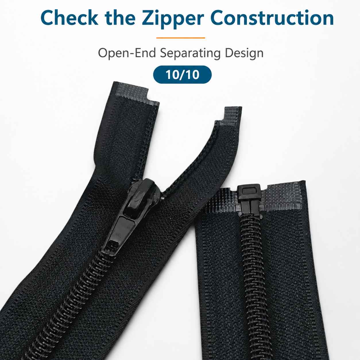 74 cm / 29.134 in T10 #5 Black Nylon Open-End Separating Jacket Zipper – ZPS0074T10