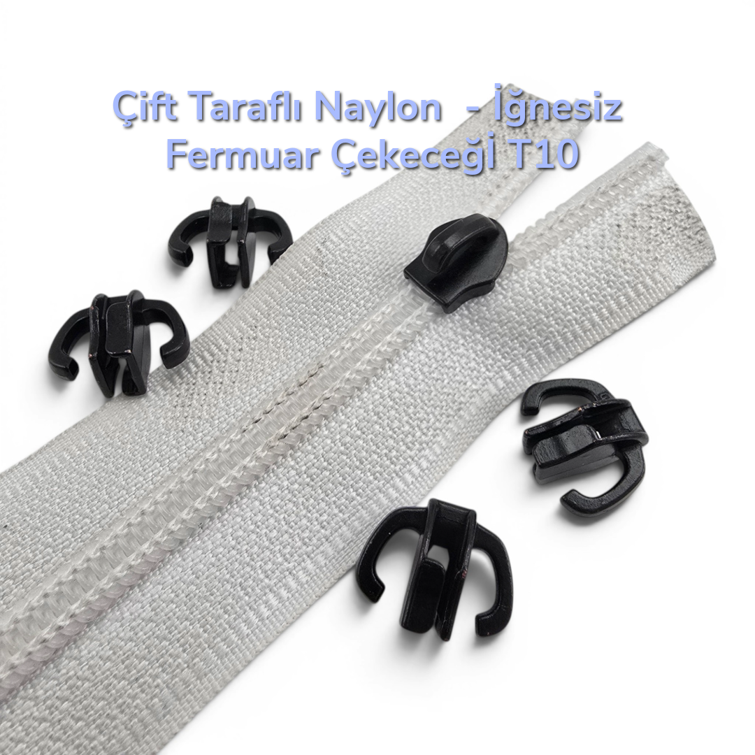 Çift Taraflı İğnesiz Naylon Fermuar Çekeceği  T 10 - KRSCTİT10