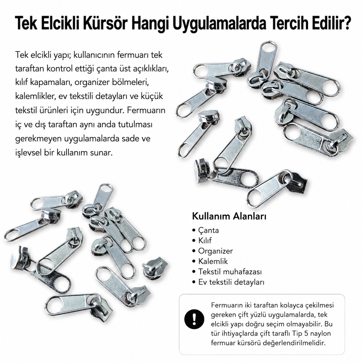 Naylon Fermuar Kürsörü Tip 5 Tek Elcikli – Nikel Zamak KRSTT5