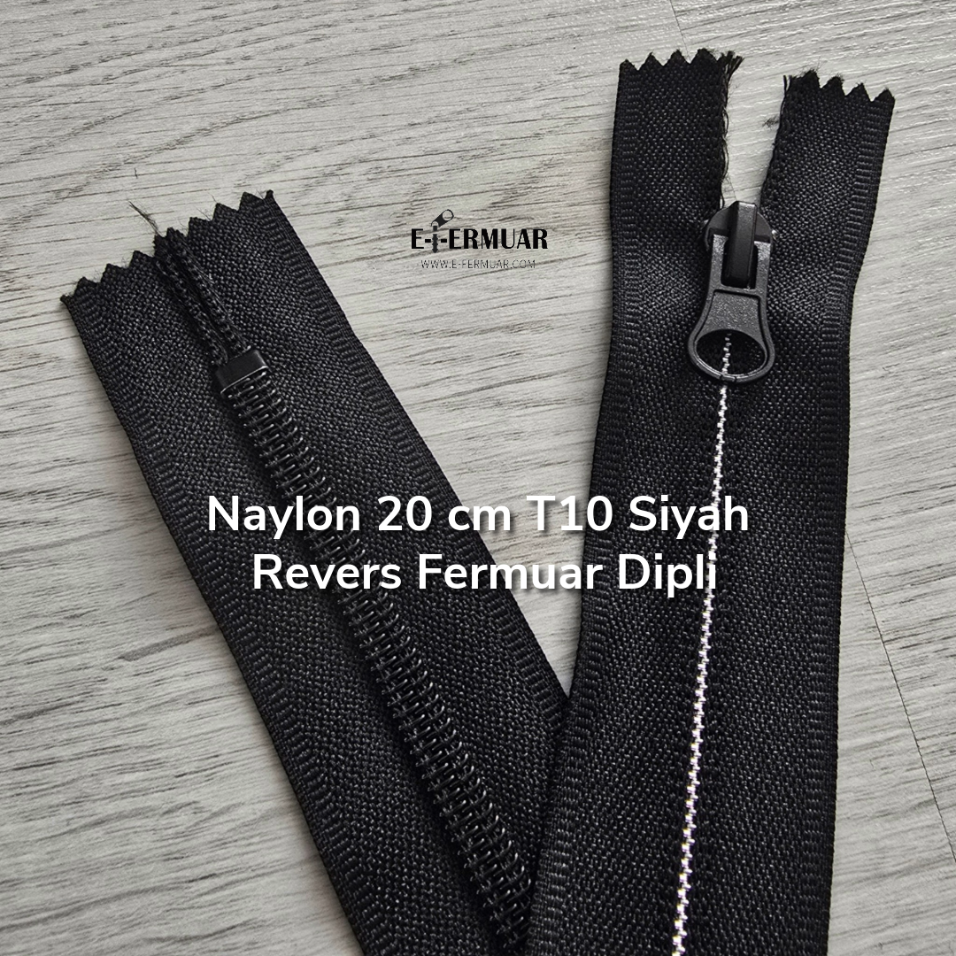 Black 20 cm T5 Reverse Nylon Zipper – Closed End Combi Head Model - ZP0020T10C
