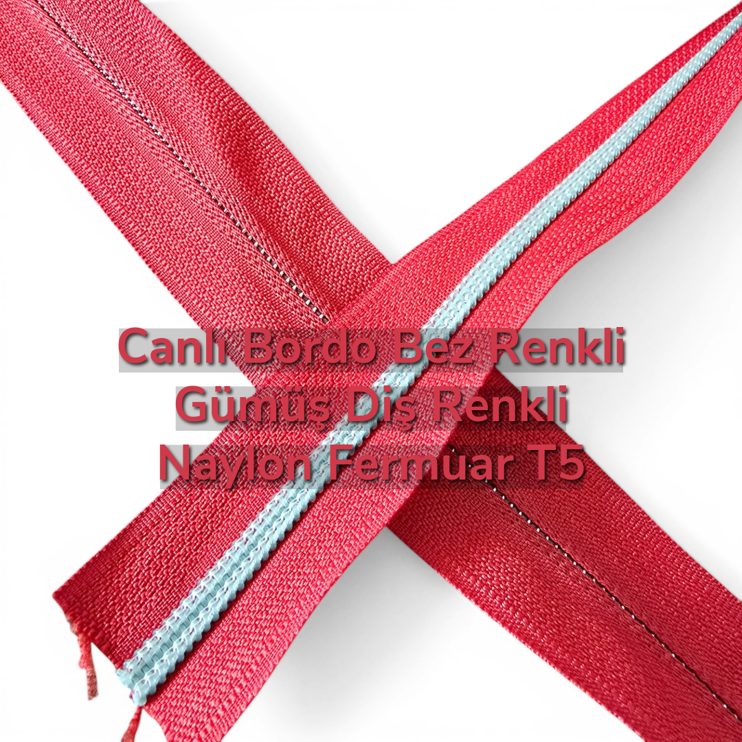 Canlı kırmızı bez ve dayanıklı nikel dişleriyle göz alıcı SRTNYLCT5 fermuar.