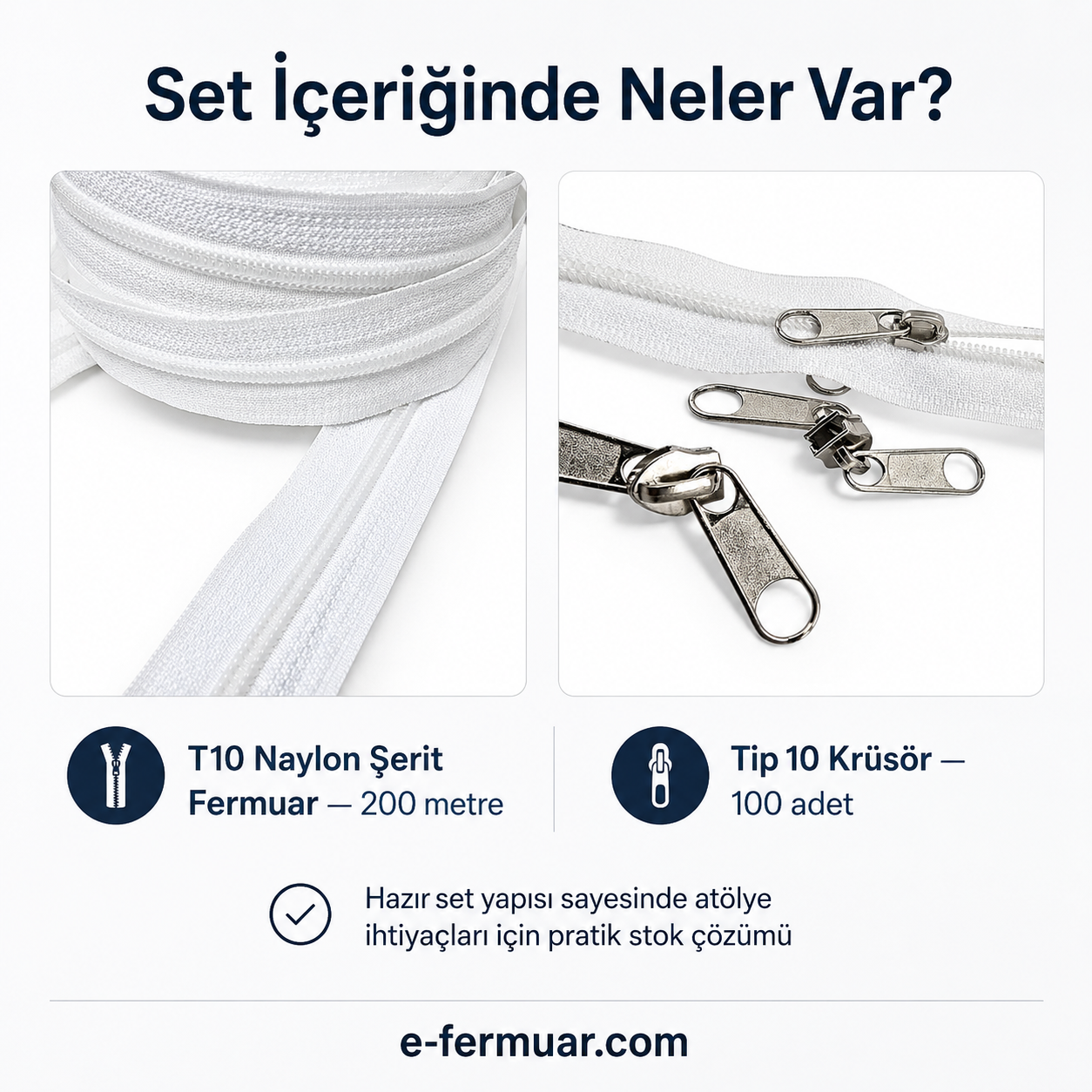 #5 Nylon Zipper Chain Kit for Bag Makers, Cases & Repair Shops – 200 m / 656.17 ft + 100 Sliders ST-0009T10-200M100C
