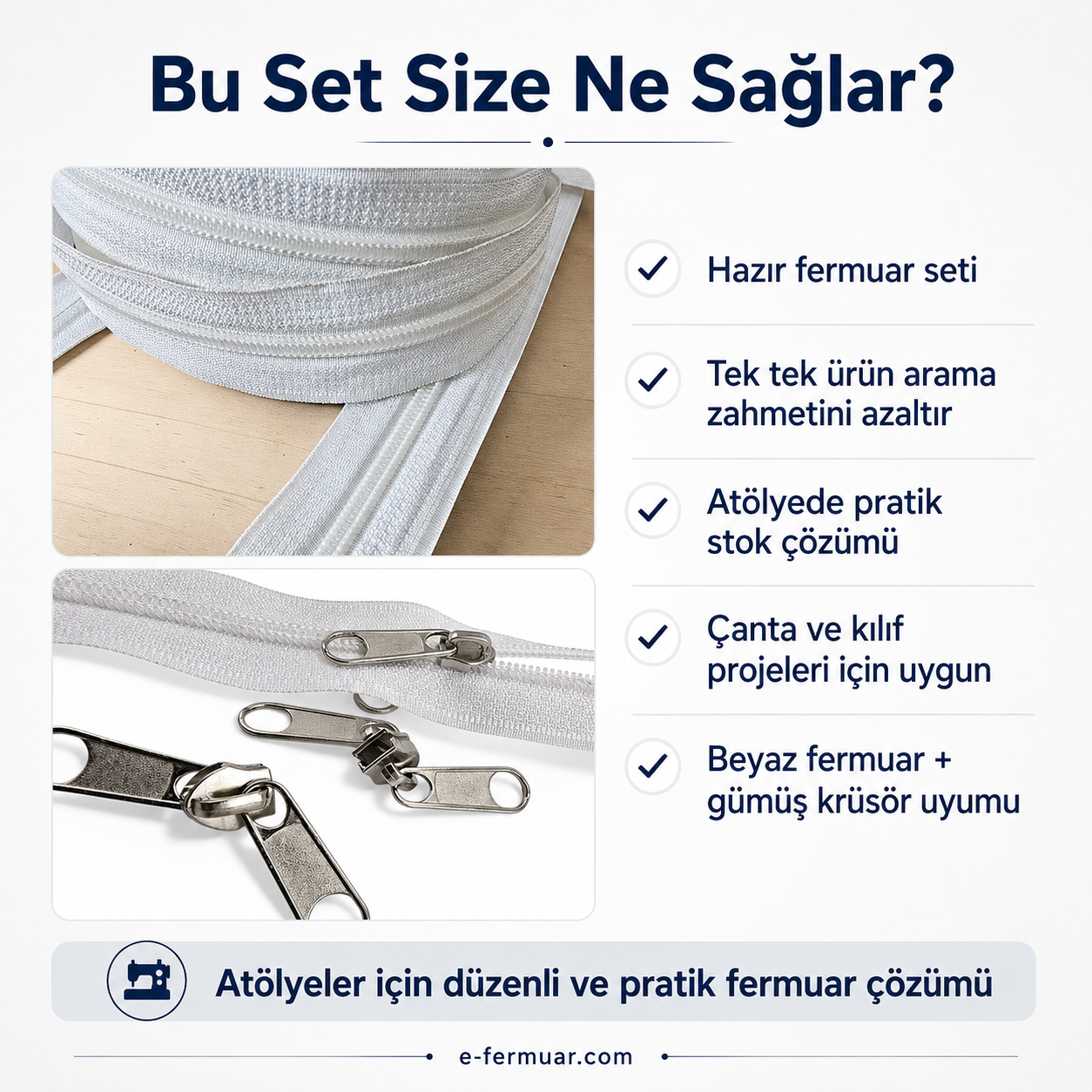 Çeşitli projeler için ideal T10 Naylon Şerit Fermuar Seti, 20 metre uzunluk ve 10 çekecek içerir.