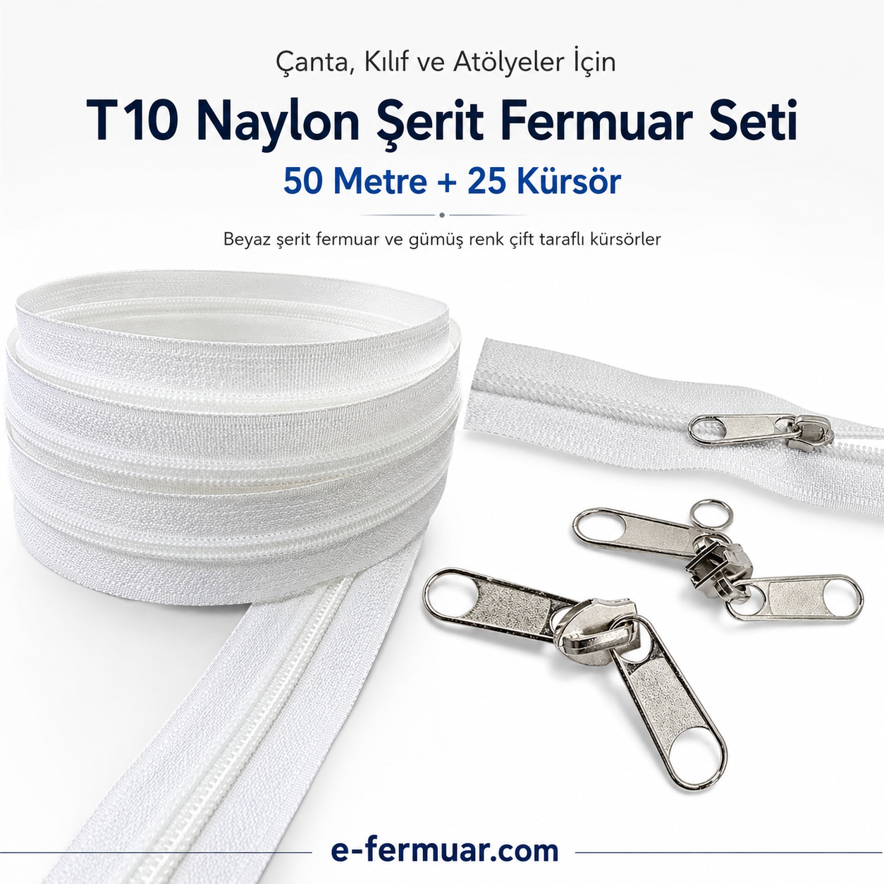 #5 Nylon Zipper Chain Kit for Bag Makers & Case Repair Shops – 50 m / 164.04 ft + 25 Sliders ST-0009T10-50M25C