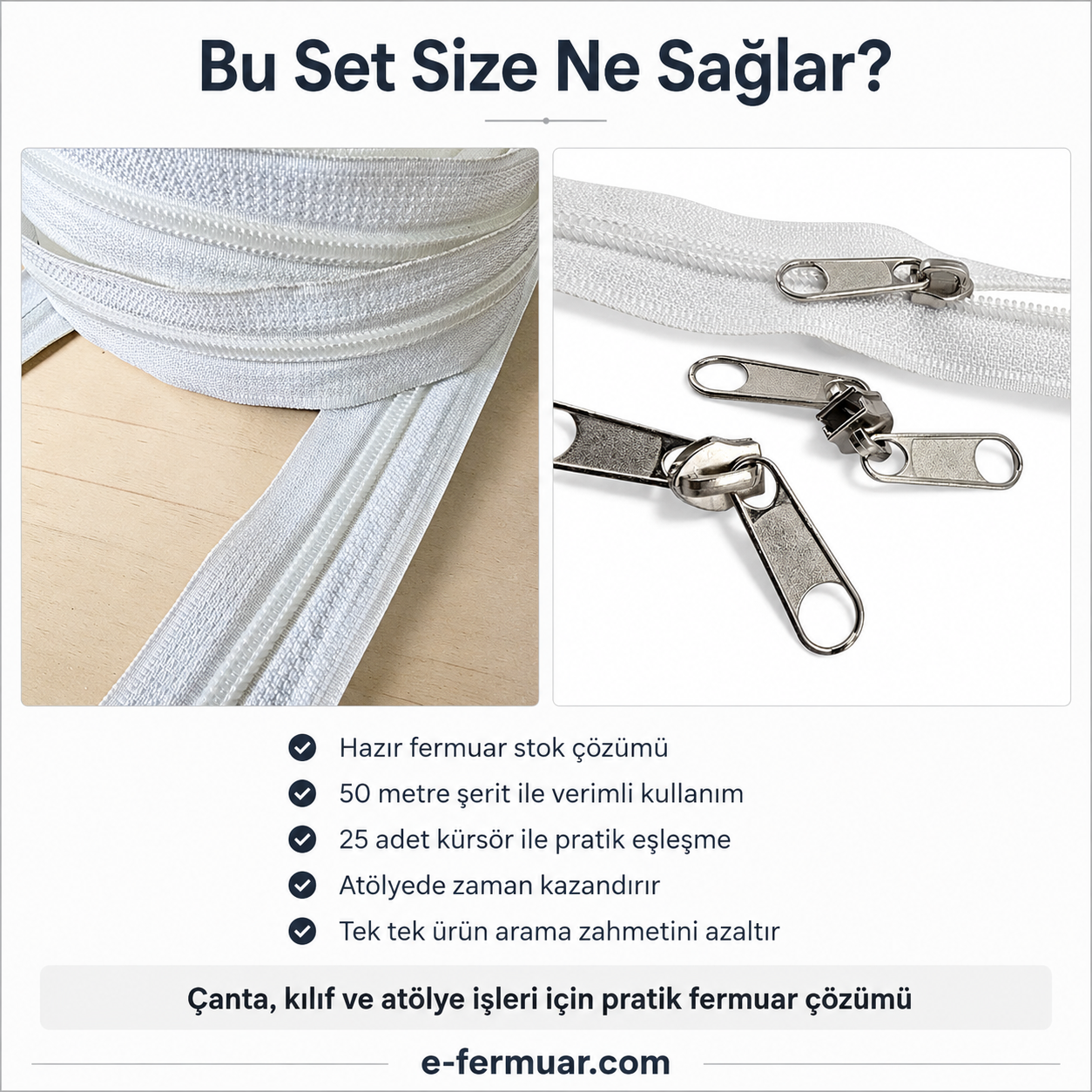 #5 Nylon Zipper Chain Kit for Bag Makers & Case Repair Shops – 50 m / 164.04 ft + 25 Sliders ST-0009T10-50M25C