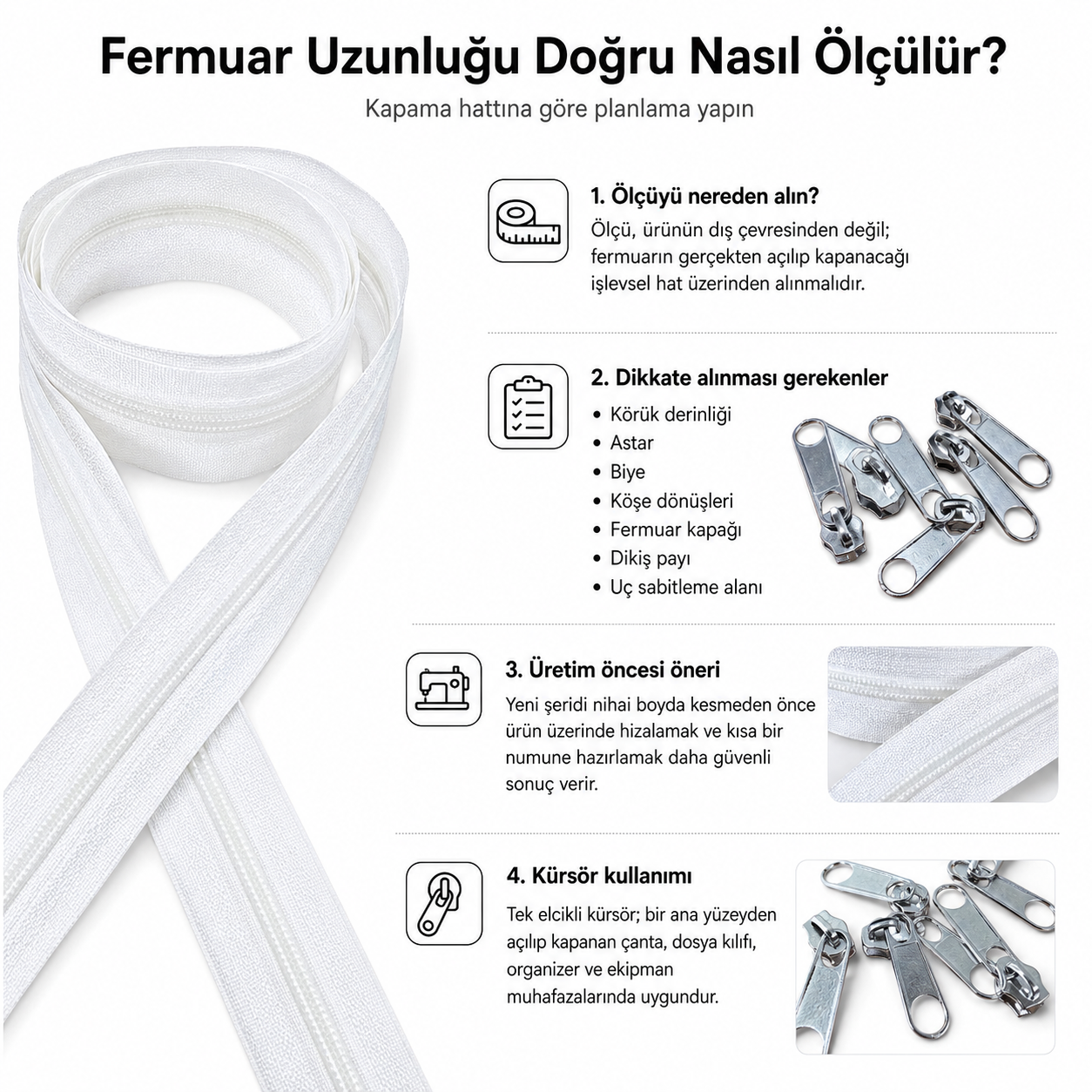 Çanta ve Kılıf Atölyeleri İçin Tip 10 Naylon Şerit Fermuar Üretim Seti – 200 Metre + 100 Tek Elcikli Kürsör ST-T10T-NAYLON-200M100C